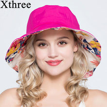 Load image into Gallery viewer, Xthree summer hats for women ladies large brim cotton Beach cap sun hat female England Style